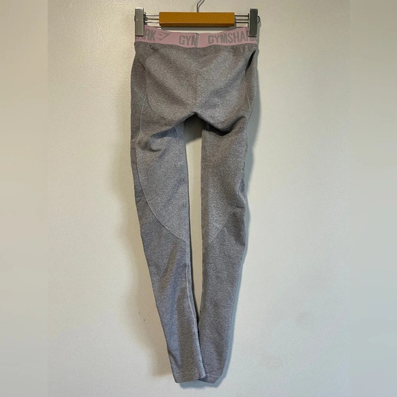 Gymshark Heather Grey Flex Leggings With Baby Pink Band - Picture 6 of 10